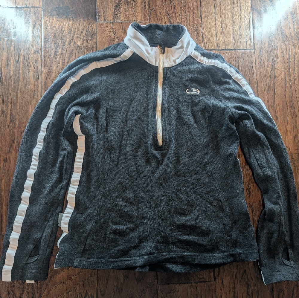 Icebreaker Womens Grey and White Half Zip Sweater *Shrunk*